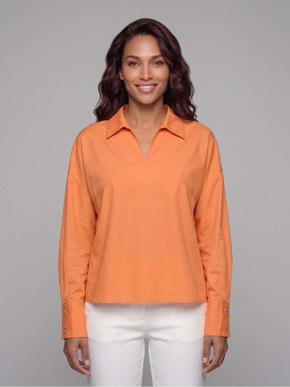 Harshman Los Angeles Persimmon Orange Poplin Enid Blouse Size Small NWT